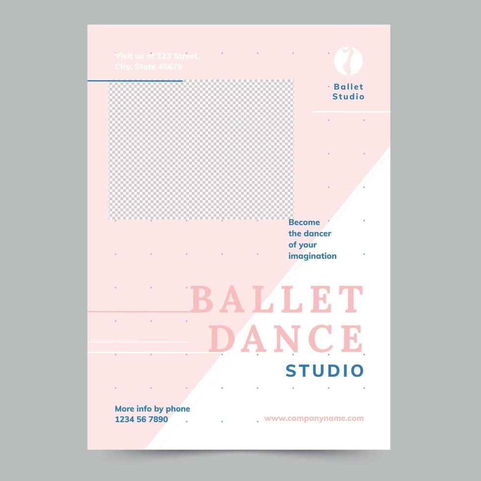 Vorlage von Ballett tanzen Studio Flyer, sofortig herunterladen, editierbar Design, Profi Vektor