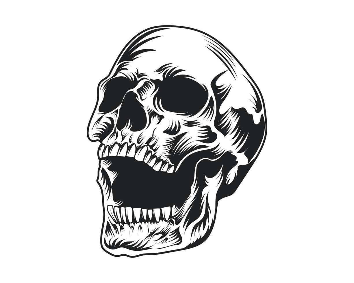 Jahrgang Mensch Schädel Vektor Illustration zum T-Shirt, Logo und Andere