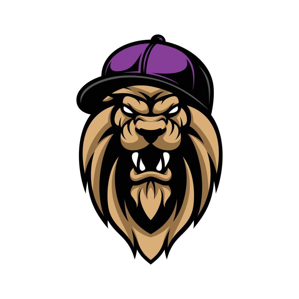 lejon hatt maskot logotyp design vektor