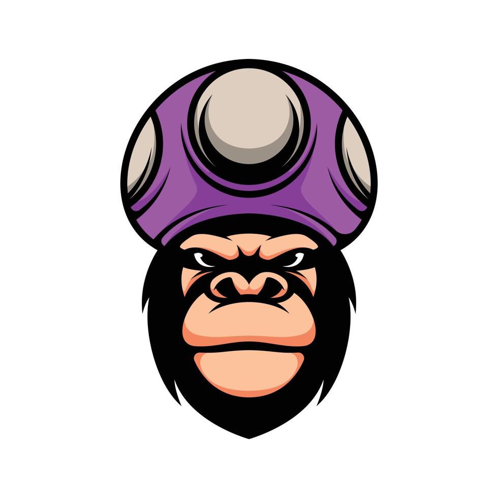 gorilla svamp hatt maskot logotyp design vektor