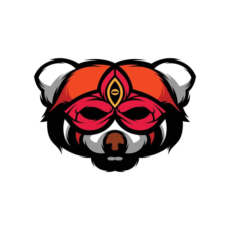 röd panda mask maskot logotyp design vektor