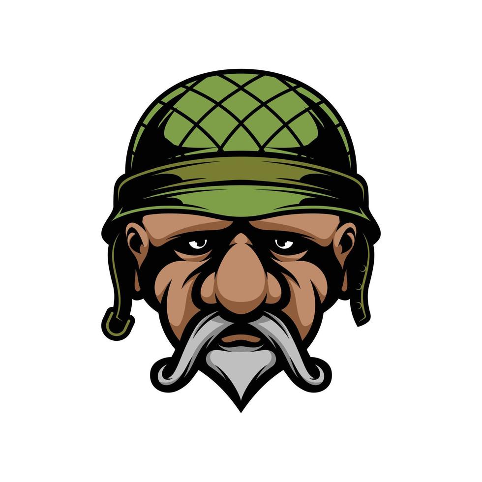 gammal man soldat maskot logotyp design vektor