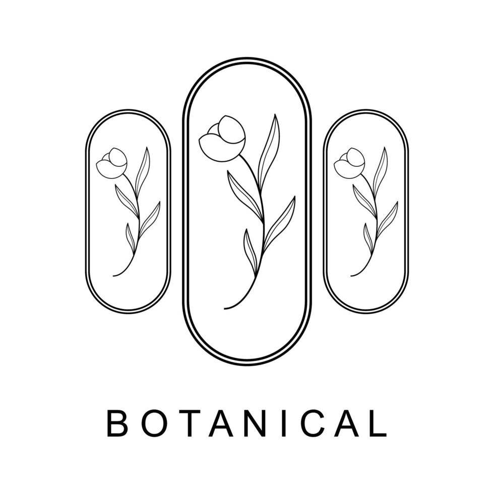 botanisk logotyp illustration för skönhet naturlig organisk varumärke vektor