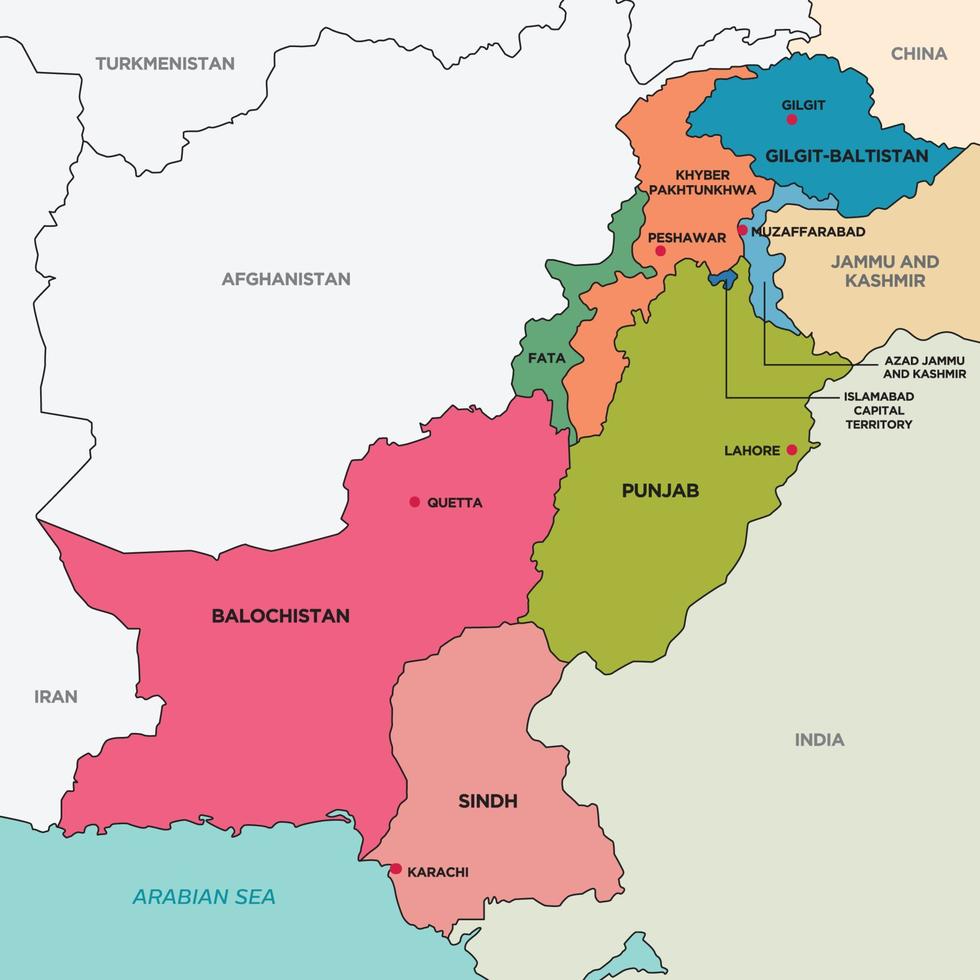Pakistan Karte mit Umgebung Grenzen vektor