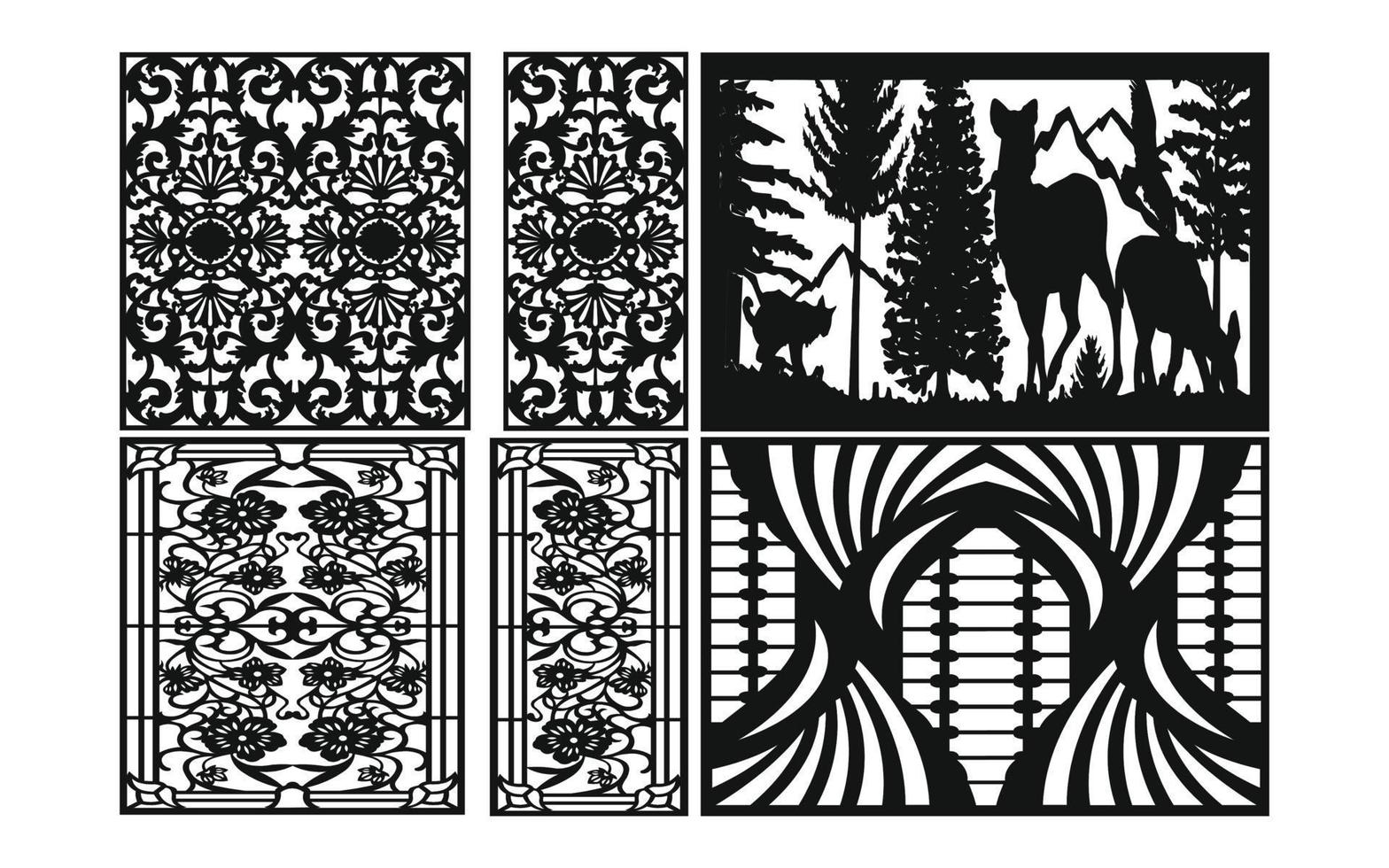 schwarze muster mit weißem hintergrund, islamische vektoren mit floralen tafeln für cnc-laserschneiden