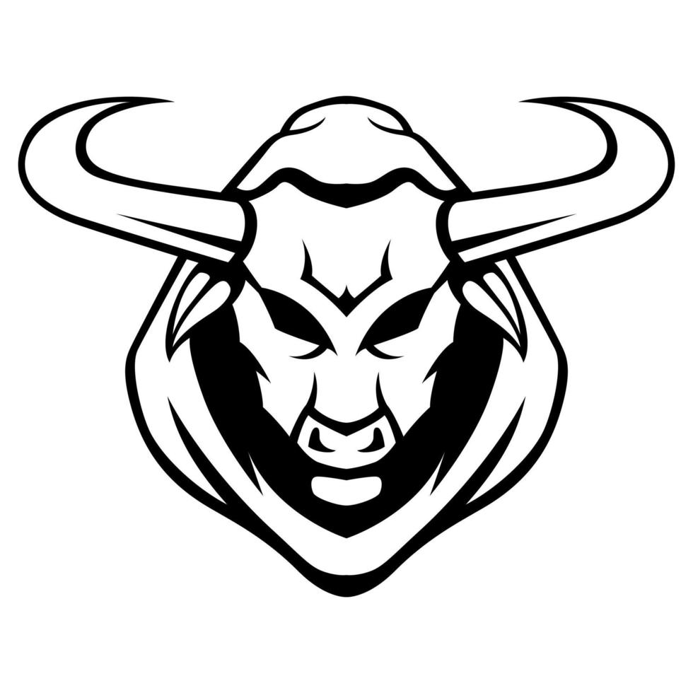 Büffel Stier Vektor Kopf schwarz und Weiß Logo Maskottchen Vorlage