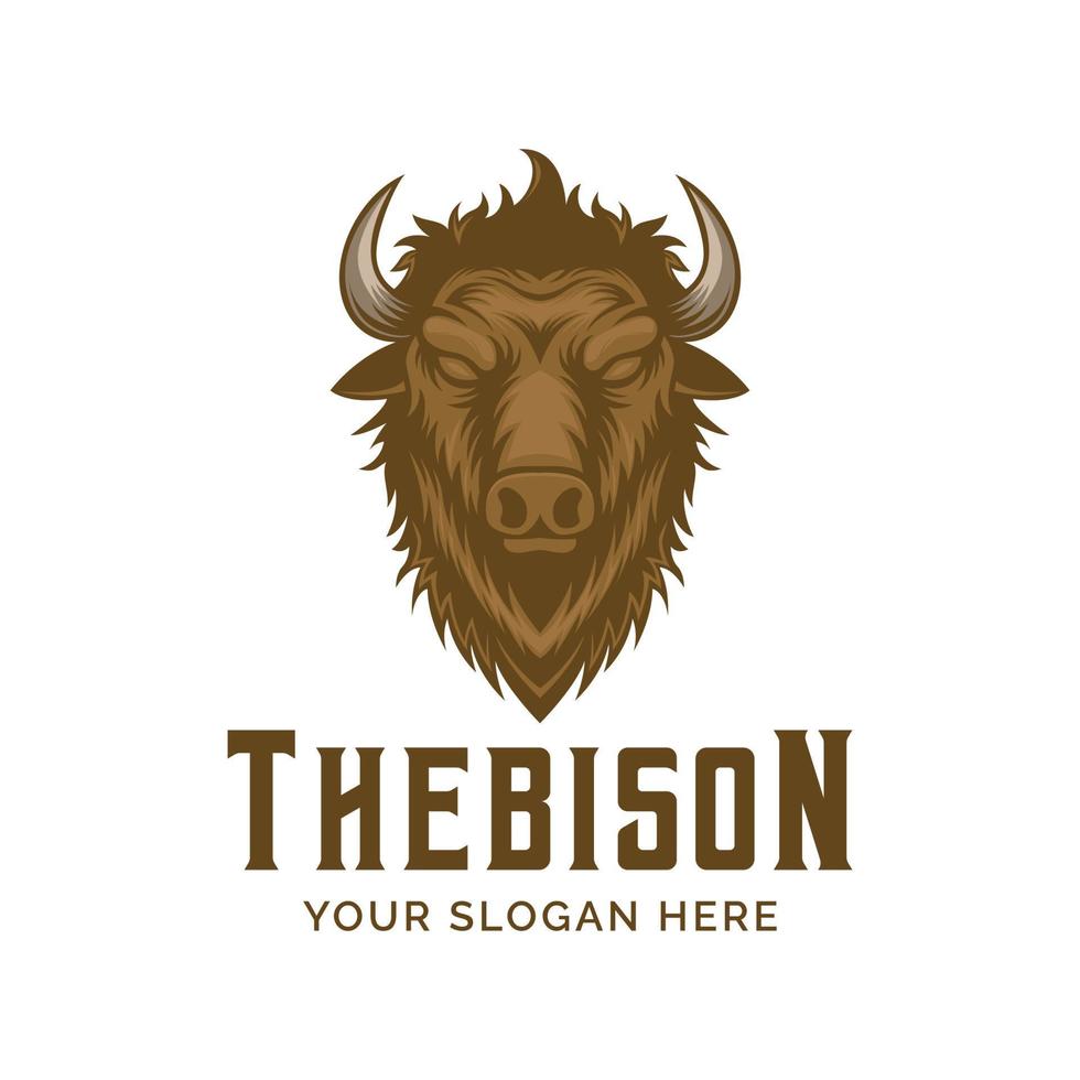 Bison Kopf Maskottchen Logo Design Vektor Illustration im modern Stil