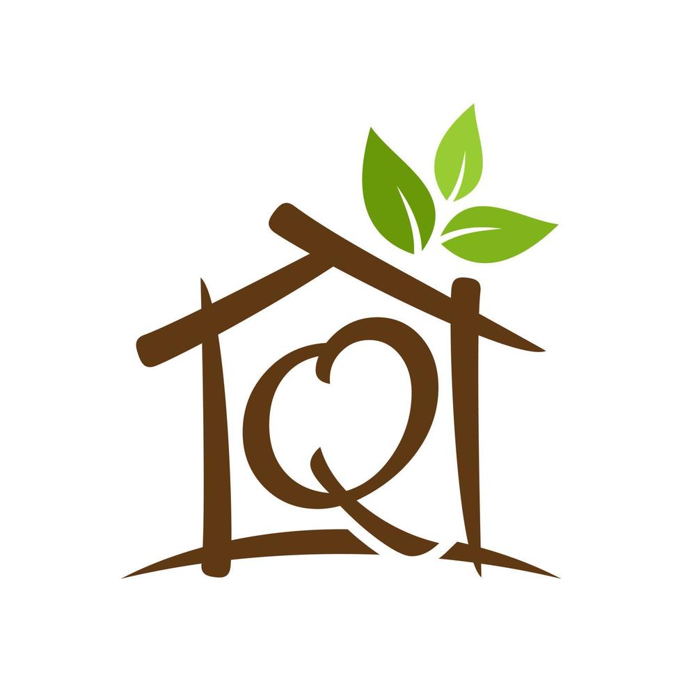 första q Hem trädgård logotyp vektor