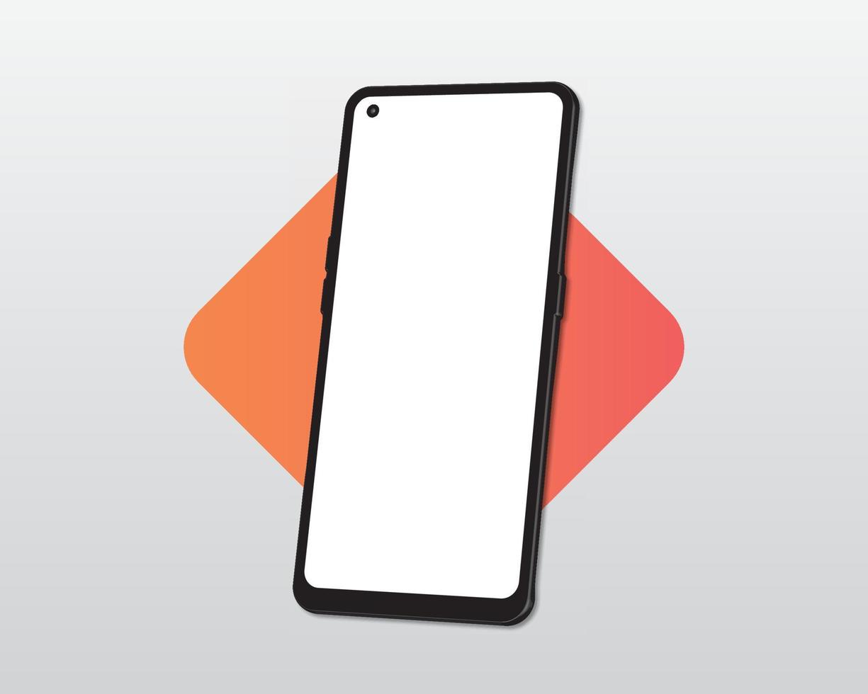 realistisch Smartphone leer Bildschirm, Telefon Attrappe, Lehrmodell, Simulation. gedreht Position, 3d isometrisch Illustration Zelle Telefon. Smartphone Perspektive Sicht. Vorlage zum Infografiken oder Präsentation ui Design Schnittstelle vektor