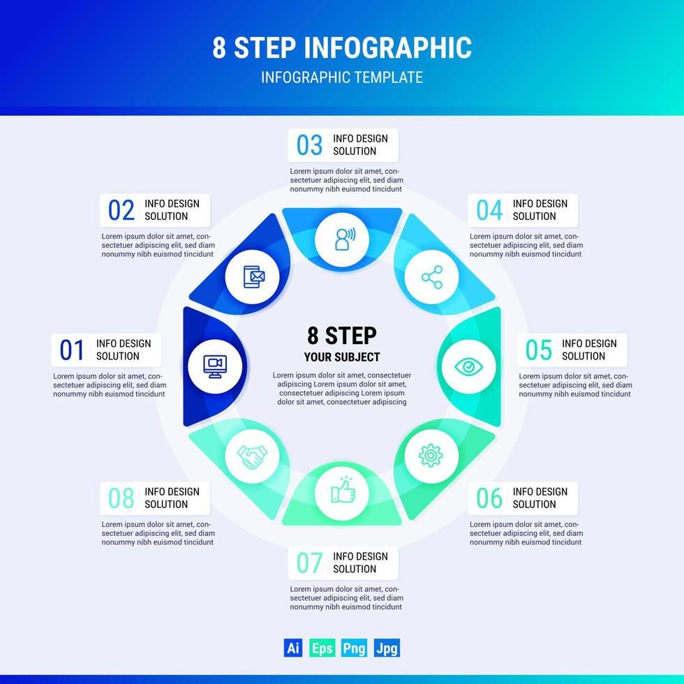 8 Schritt Infografik vektor