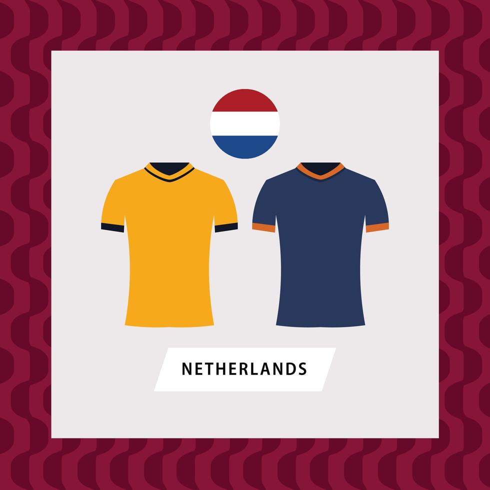 nederländerna fotboll nationell team enhetlig platt illustration. Europa Land fotboll team. vektor