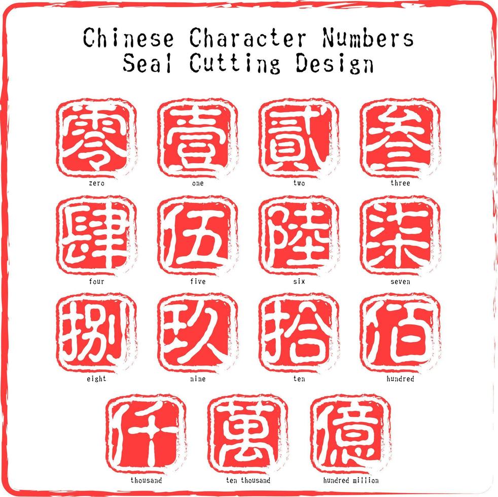 kinesisk karaktär tal täta skärande design vektor