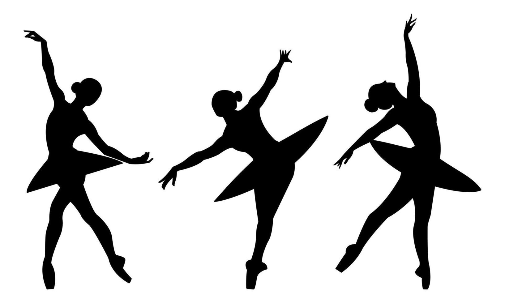 skön uppsättning av silhuetter av en balett dansare och en gymnast på en vit bakgrund vektor