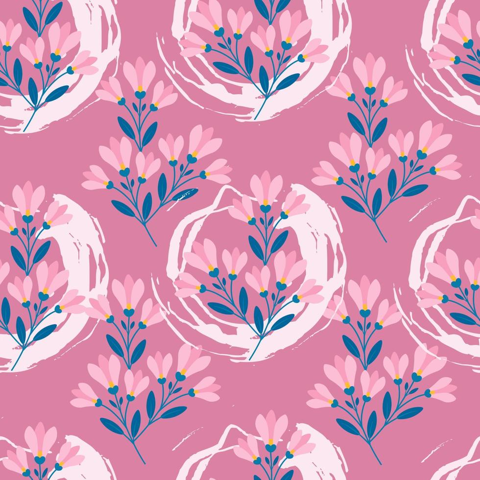 kvist magnolia blommor rosa fläckar sömlös mönster, vektor skriva ut med magnolia kvistar. vår blommor.