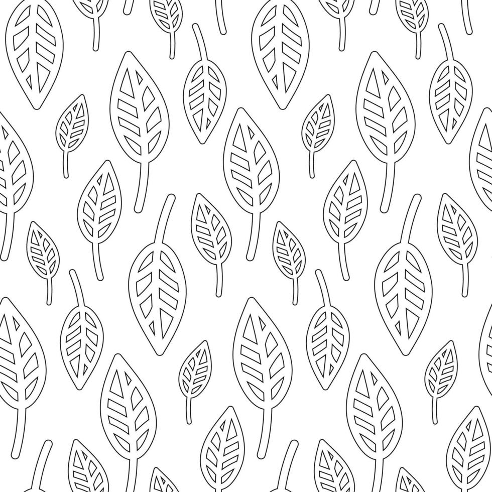 nahtlos botanisch Muster mit Silhouette Hand gezeichnet Grün Blätter auf Weiß. abstrakt Blumen- Textur. Verpackung Papier. Färbung vektor
