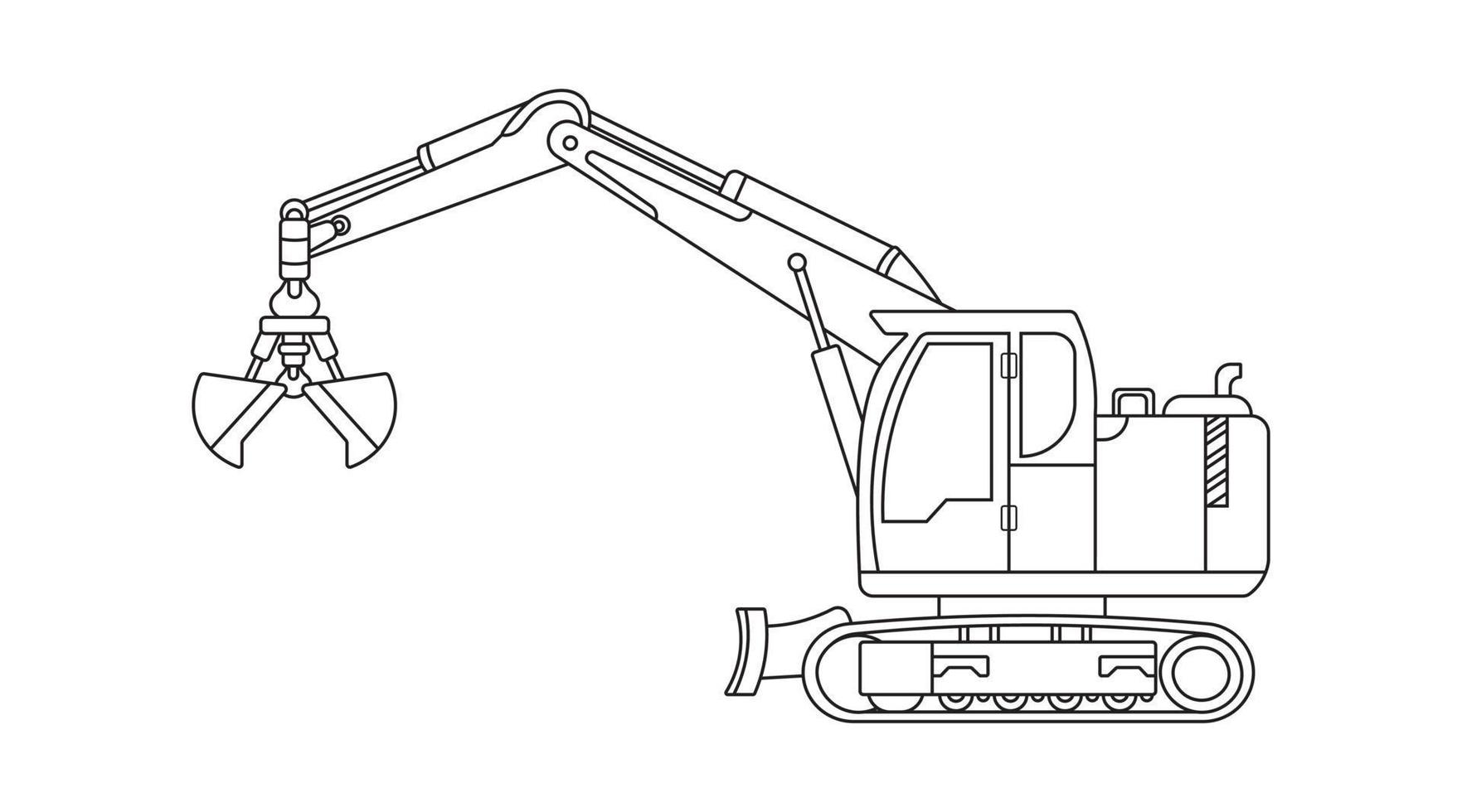 Hand gezeichnet Vektor Illustration Farbe Kinder Konstruktion klein Größe Klaue Handler Bagger Konstruktion Maschine Clip Art