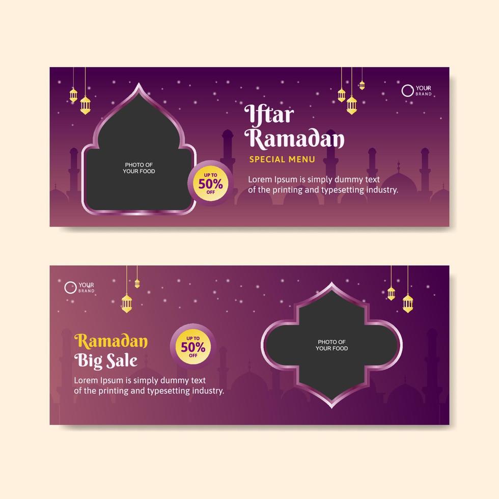 Ramadan Essen Webseite Banner Gradient vektor