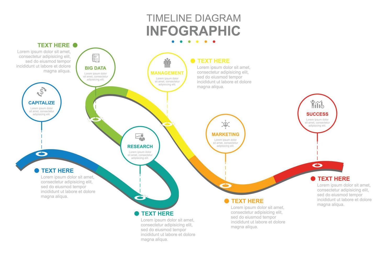 Infografik Geschäft Vorlage. modern Zeitleiste Diagramm mit Straße Reise Konzept Präsentation. vektor