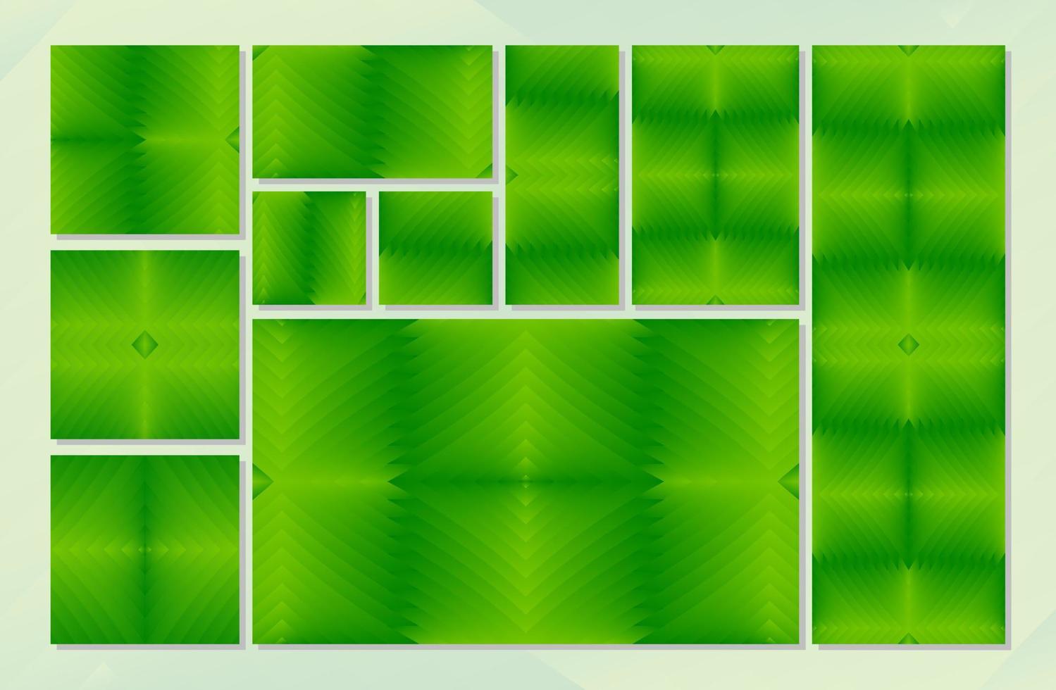 abstrakt grön bakgrund uppsättning. lutning textur. webb banderoller. företag ad baner. social media mallar, omslag, affisch. vertikal, horisontell och fyrkant mall. vektor