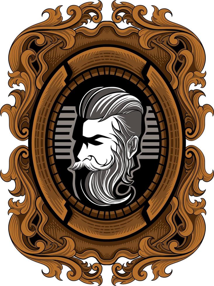 barberare affär logotyp design med årgång gravyr vektor