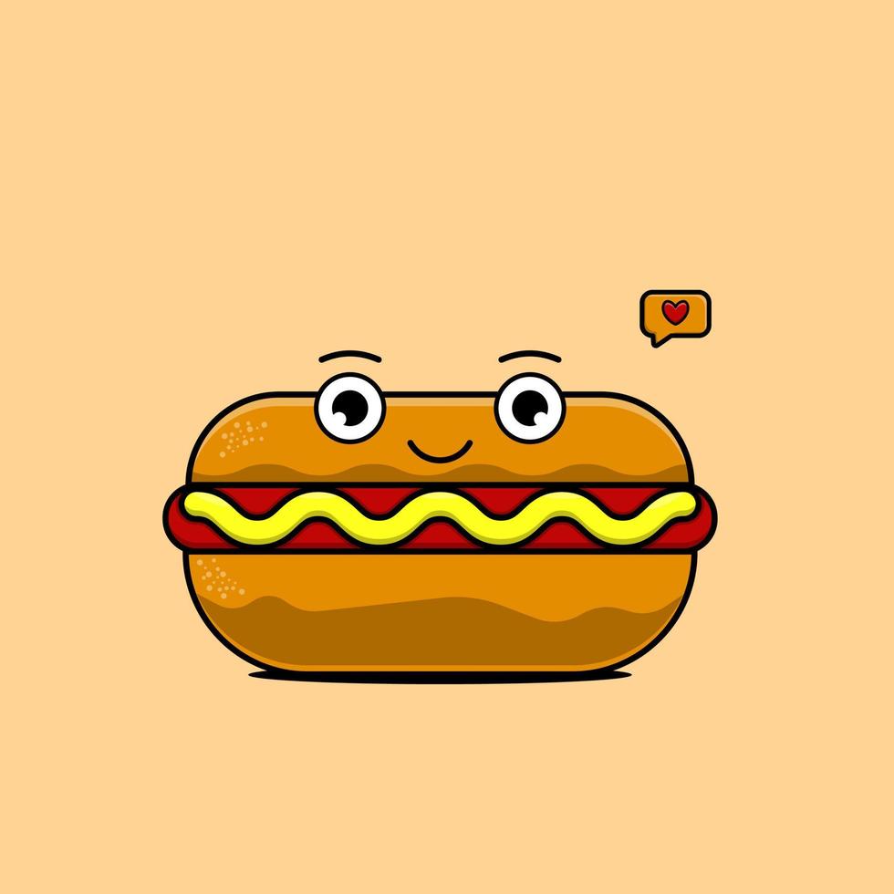 süß Hotdog Illustration Vektor Karikatur