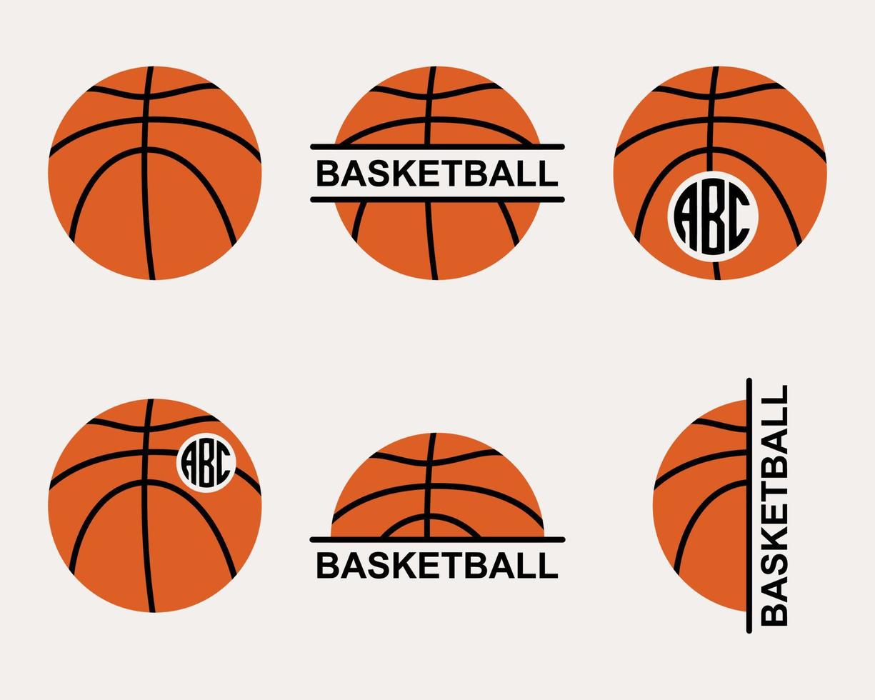 basketboll boll monogram ram. silhuett vektor illustration.