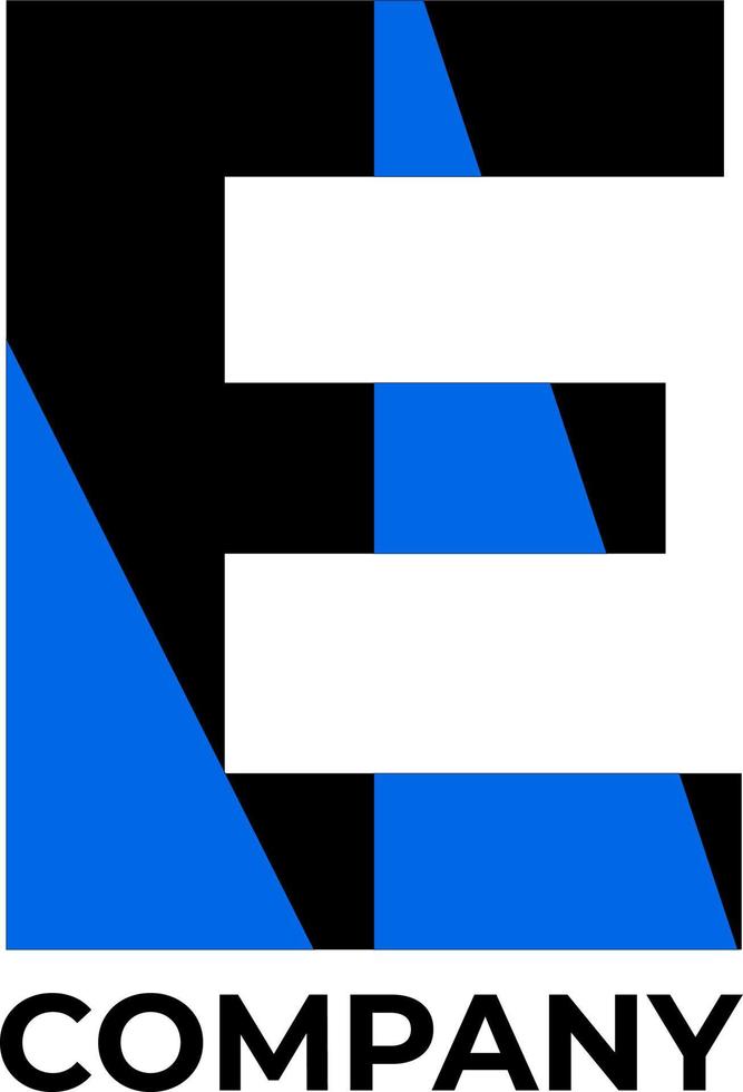 e Initiale Logo Design. Blau und schwarz vektor