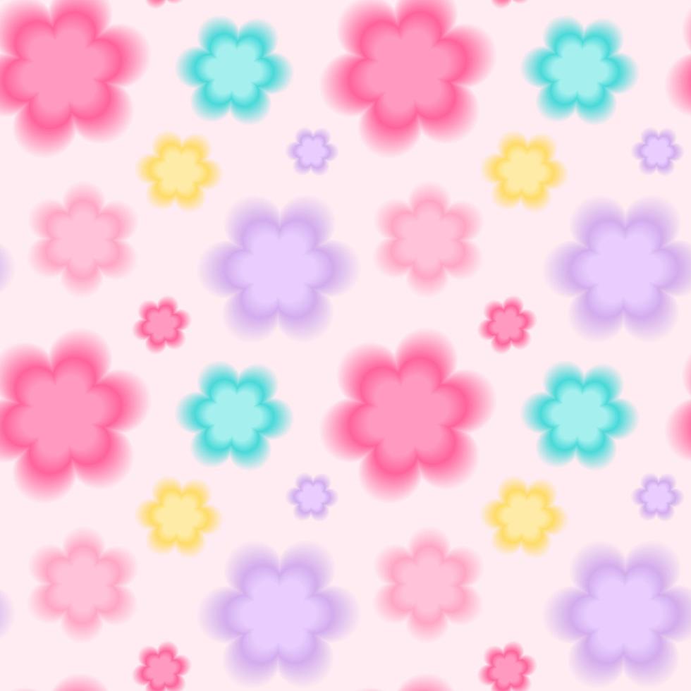 modisch nahtlos Muster mit y2k verschwommen Gradient Gänseblümchen Blume auf Rosa Hintergrund. Pastell- Farbe Hintergrund. abstrakt geometrisch Hintergrund. y2k ästhetisch. vektor