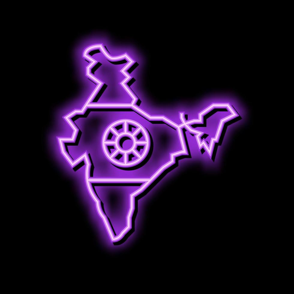 Indien Land Karte Flagge Neon- glühen Symbol Illustration vektor