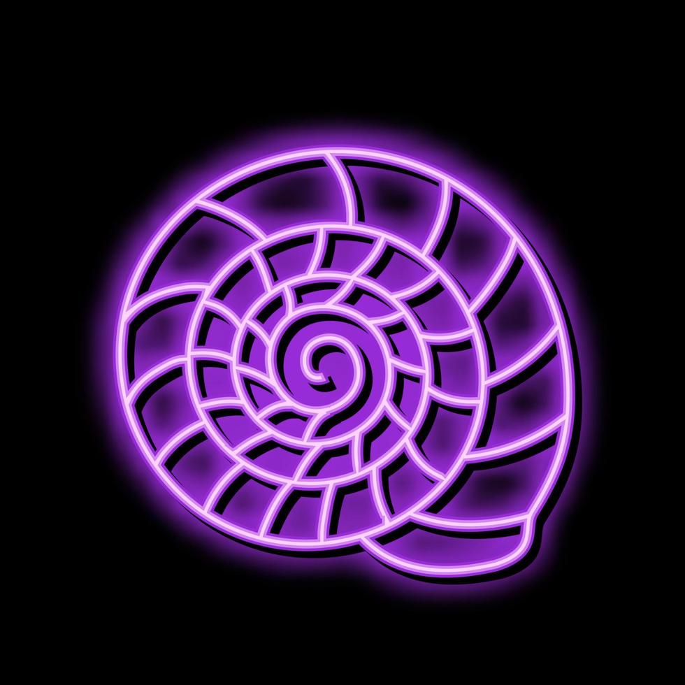 spiral snäckskal strand neon glöd ikon illustration vektor