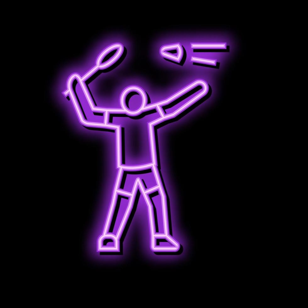 Spieler Badminton Neon- glühen Symbol Illustration vektor