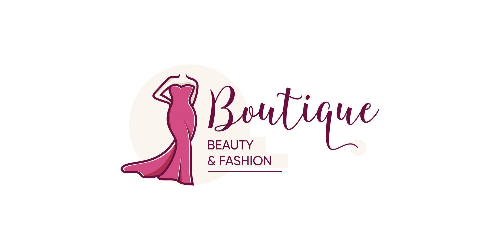 Boutique Logo Design mit Schönheit und Mode Geschäft Konzept vektor