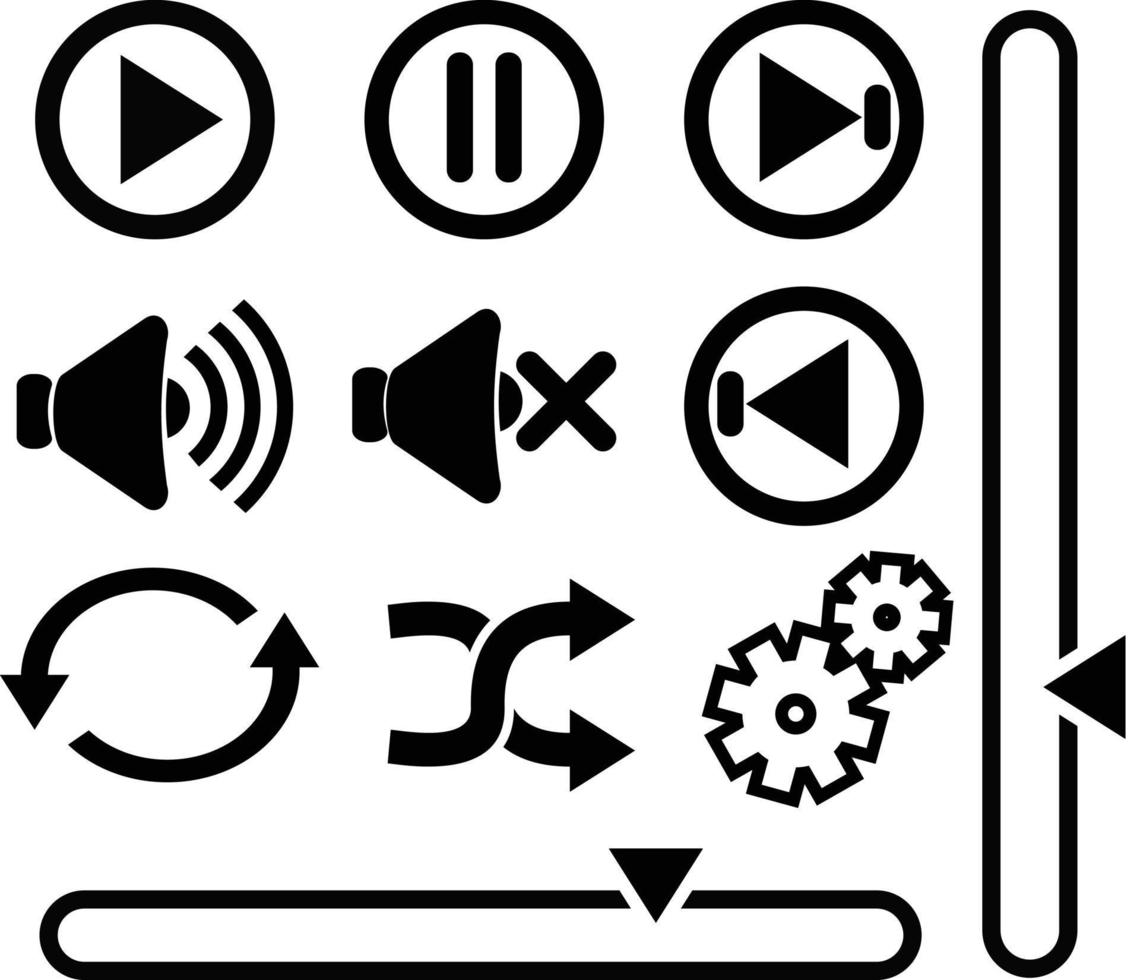 uppsättning av ikoner musik spelare använder sig av gränssnitt element. vektor