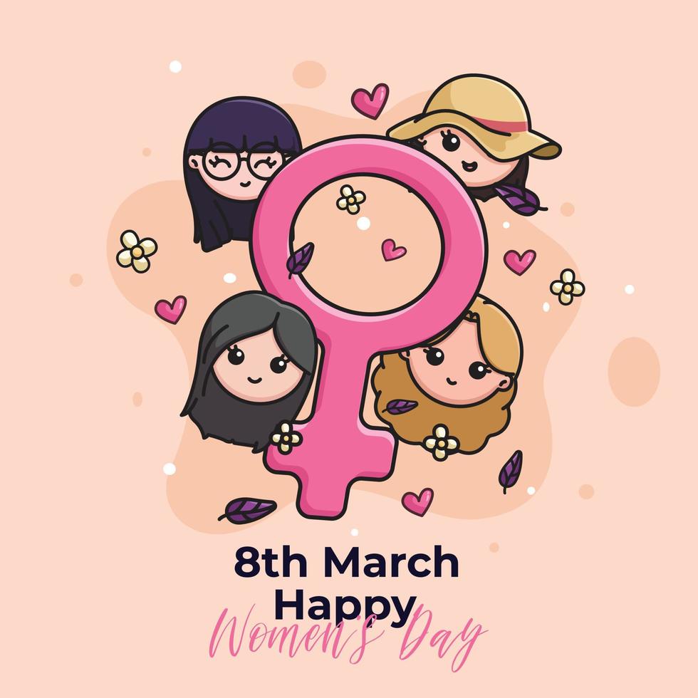 süß Hintergrund 8 .. März Frauen Tag Vektor Illustration