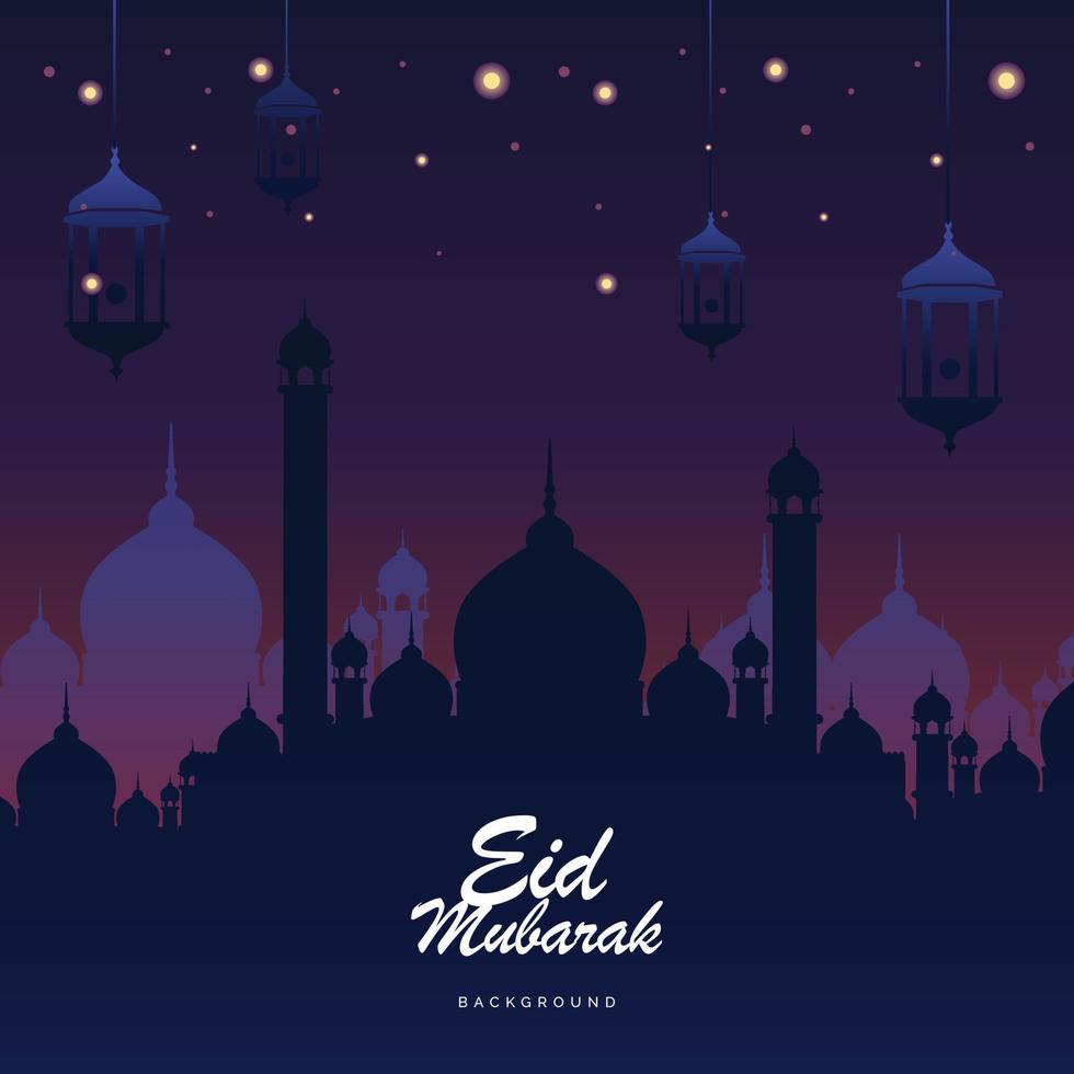 Ramadan kareem Gruß mit Silhouette Moschee auf das Nacht Vektor Illustration
