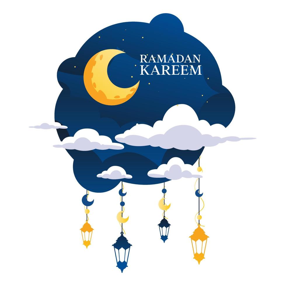 Ramadan kareem Nacht Halbmond Mond mit Wolke Vektor Illustration