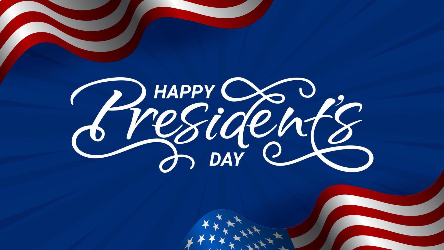glücklich Präsident Tag Gruß Karte mit USA winken Flagge Vektor Hintergrund Illustration zum Banner, Poster, Sozial Medien Futter