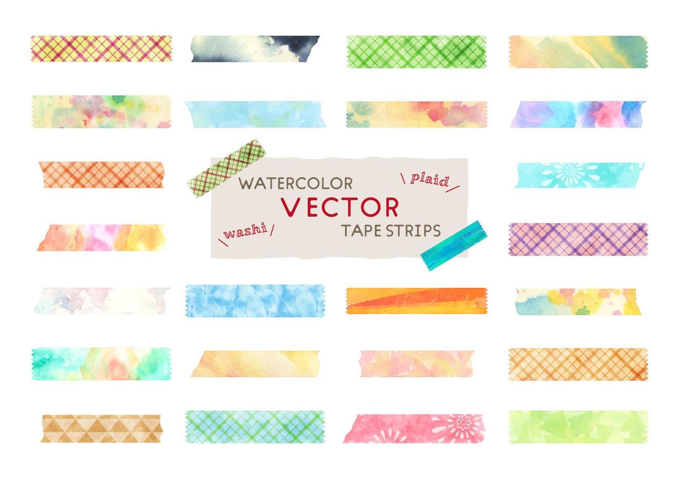 Aquarell Vektor Band Streifen Satz, Streifen Plaid Muster