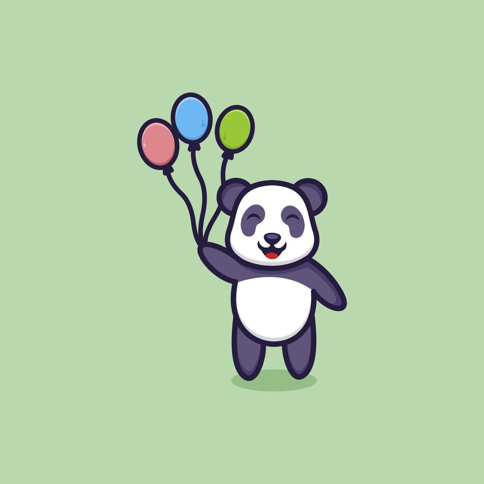 Lycklig söt panda logotyp vektor