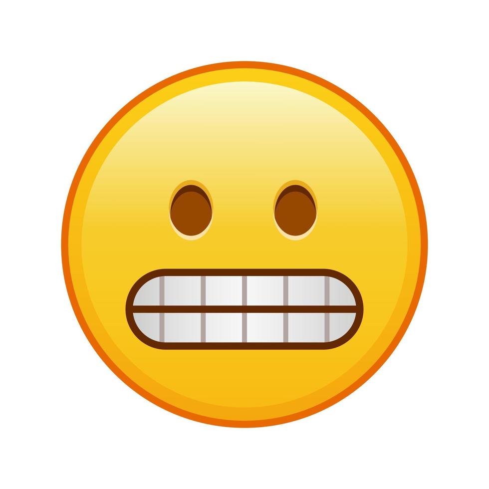 Grimasse auf das Gesicht groß Größe von Gelb Emoji Lächeln vektor