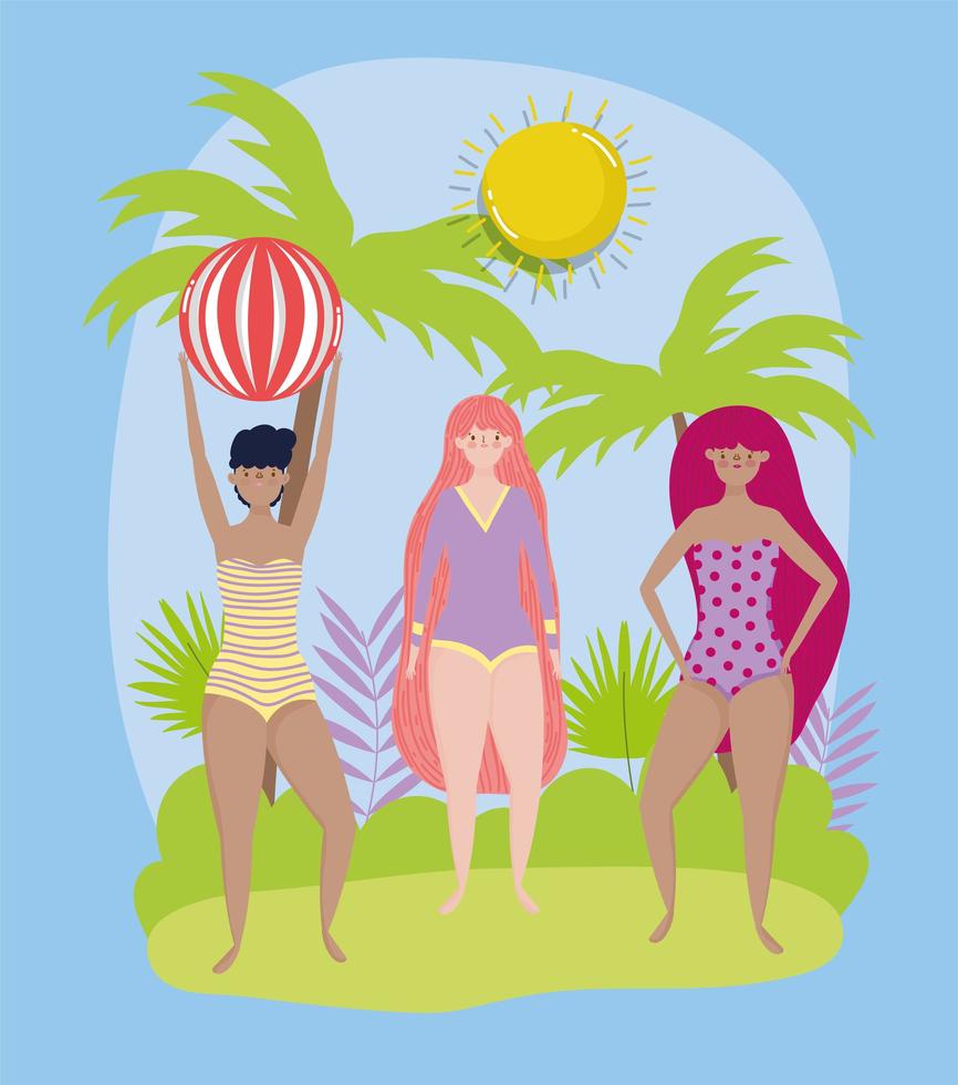 Frauen Hallo Sommerferien Design vektor