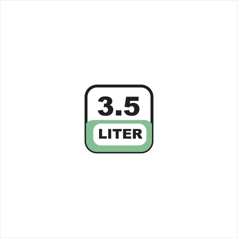 3.5 Liter Symbol. Flüssigkeit messen Vektor im Liter isoliert auf Weiß Hintergrund