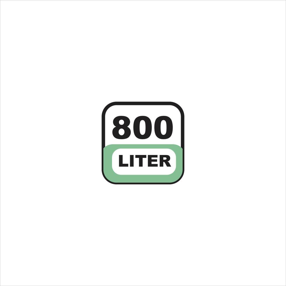 800 Liter Symbol. Flüssigkeit messen Vektor im Liter isoliert auf Weiß Hintergrund
