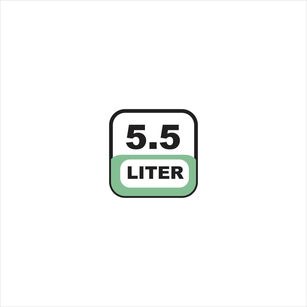 5.5 Liter Symbol. Flüssigkeit messen Vektor im Liter isoliert auf Weiß Hintergrund