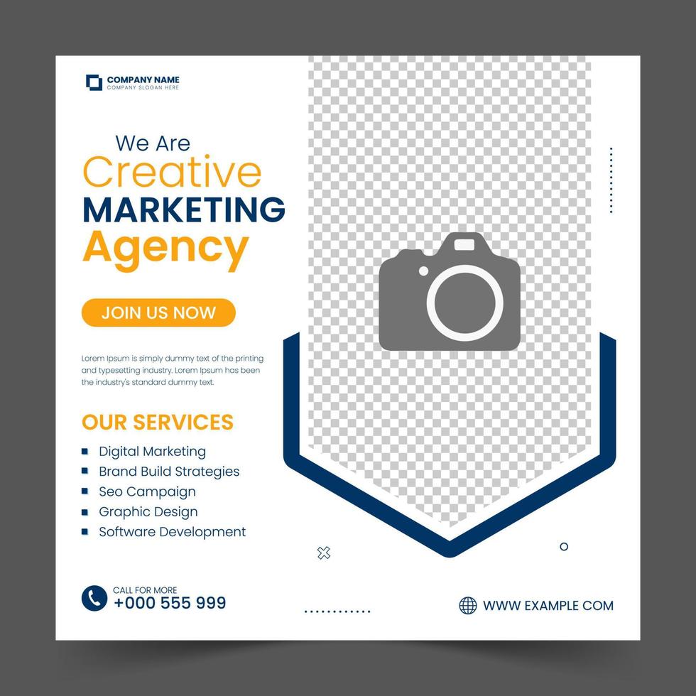 kreativ marknadsföring webinar för social media posta. modern affisch lämplig för företag webbseminarier, marknadsföring webbseminarier, digital baner mall på fyrkant storlek. vektor