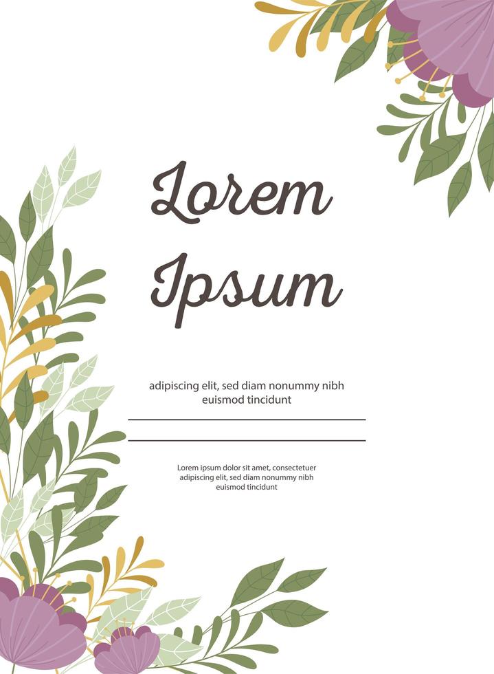 Hochzeitseinladungskarte mit dekorativen Rahmen e Blumenelementen vektor
