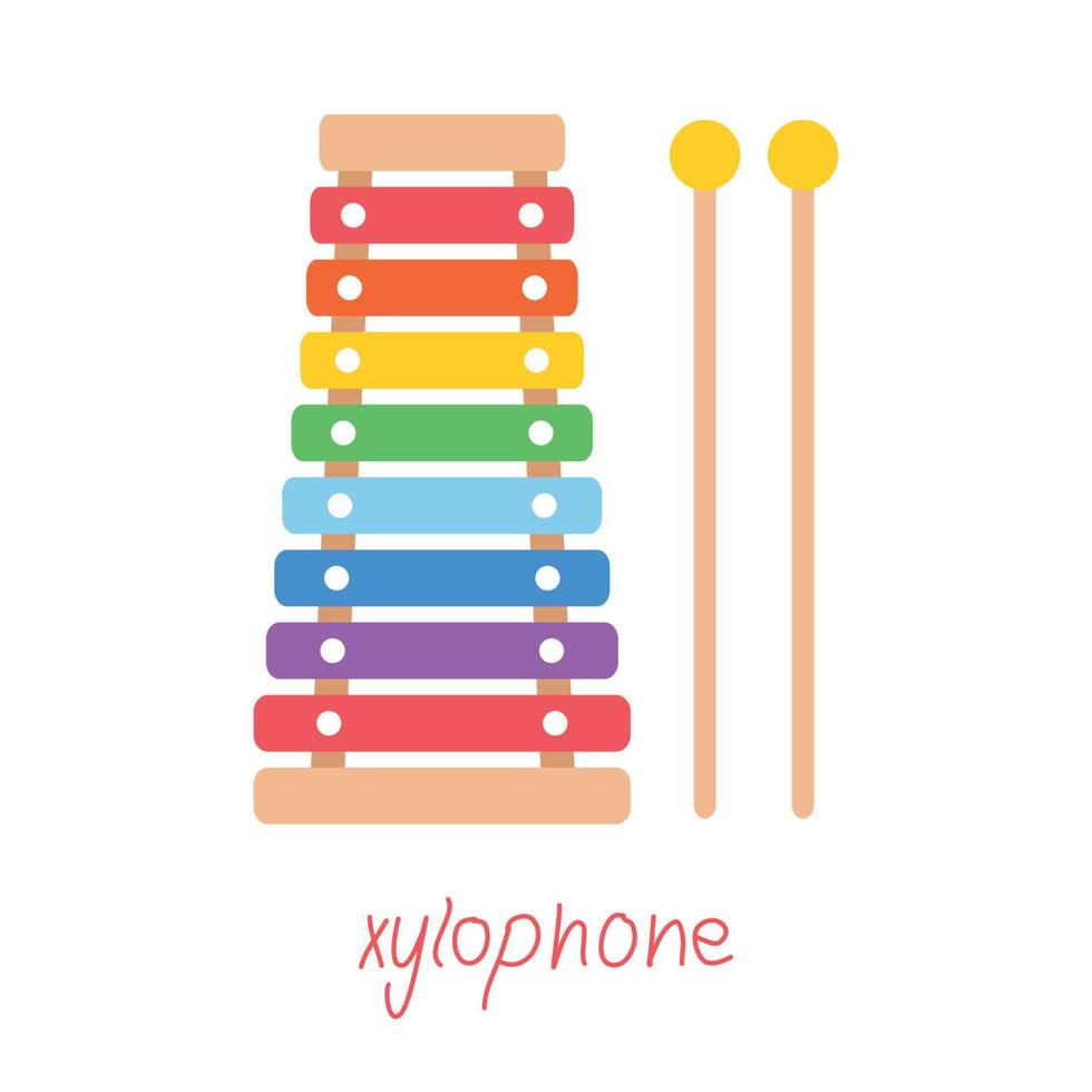 Hand gezeichnet Spielzeug Musical Instrumente zum Kinder. eben Vektor Xylophon Illustration