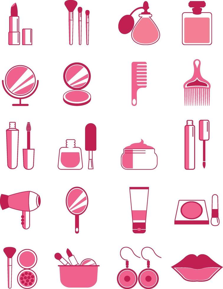 rosa Make-up Icon Set vektor