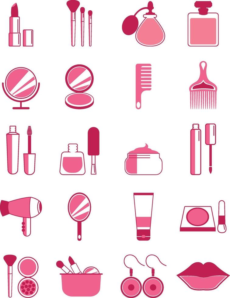 rosa smink ikonuppsättning vektor