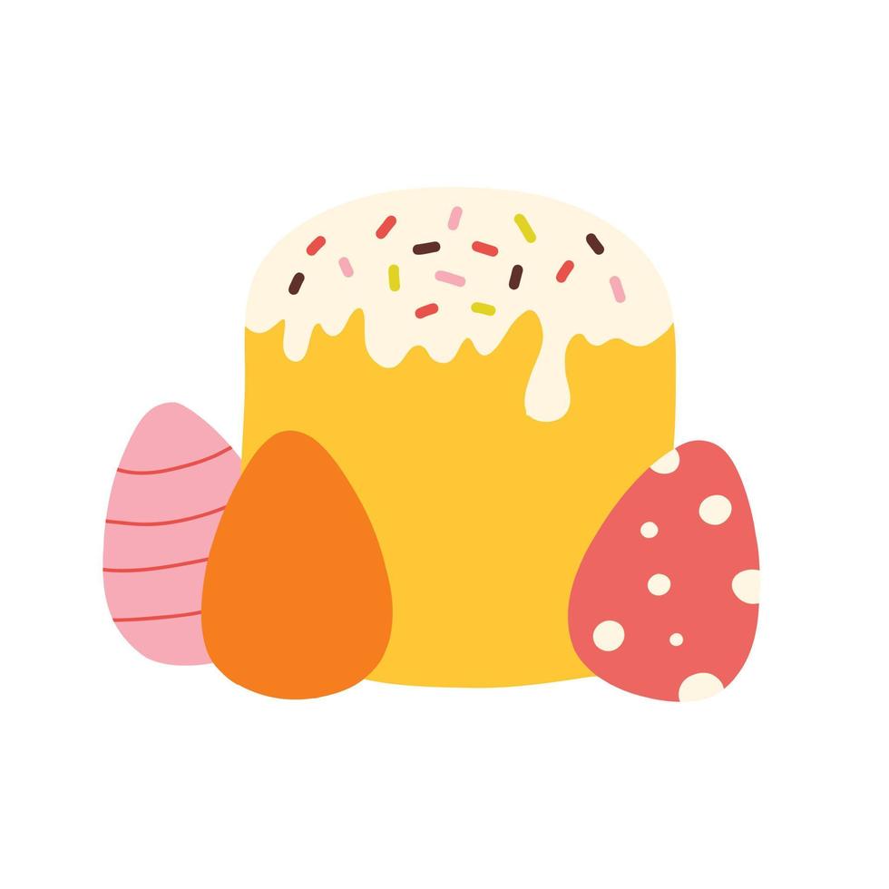 Ostern Kuchen mit Eier. Vektor Illustration. eben Stil.